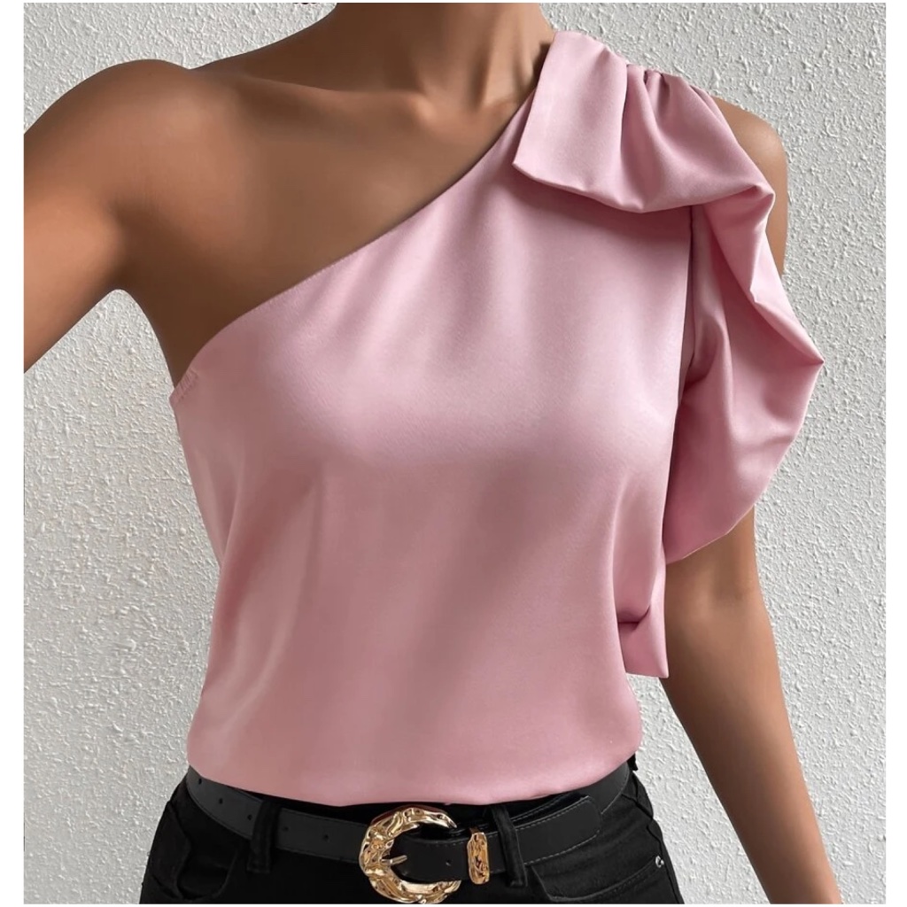 Luxe One Shoulder Solid Blouse